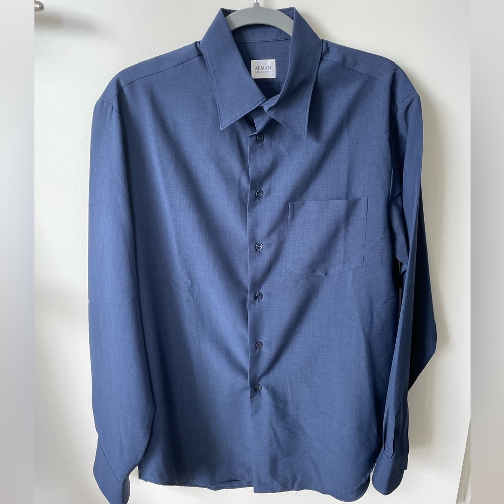 Armani Collezioni Navy Dress Shirt - Men’s M